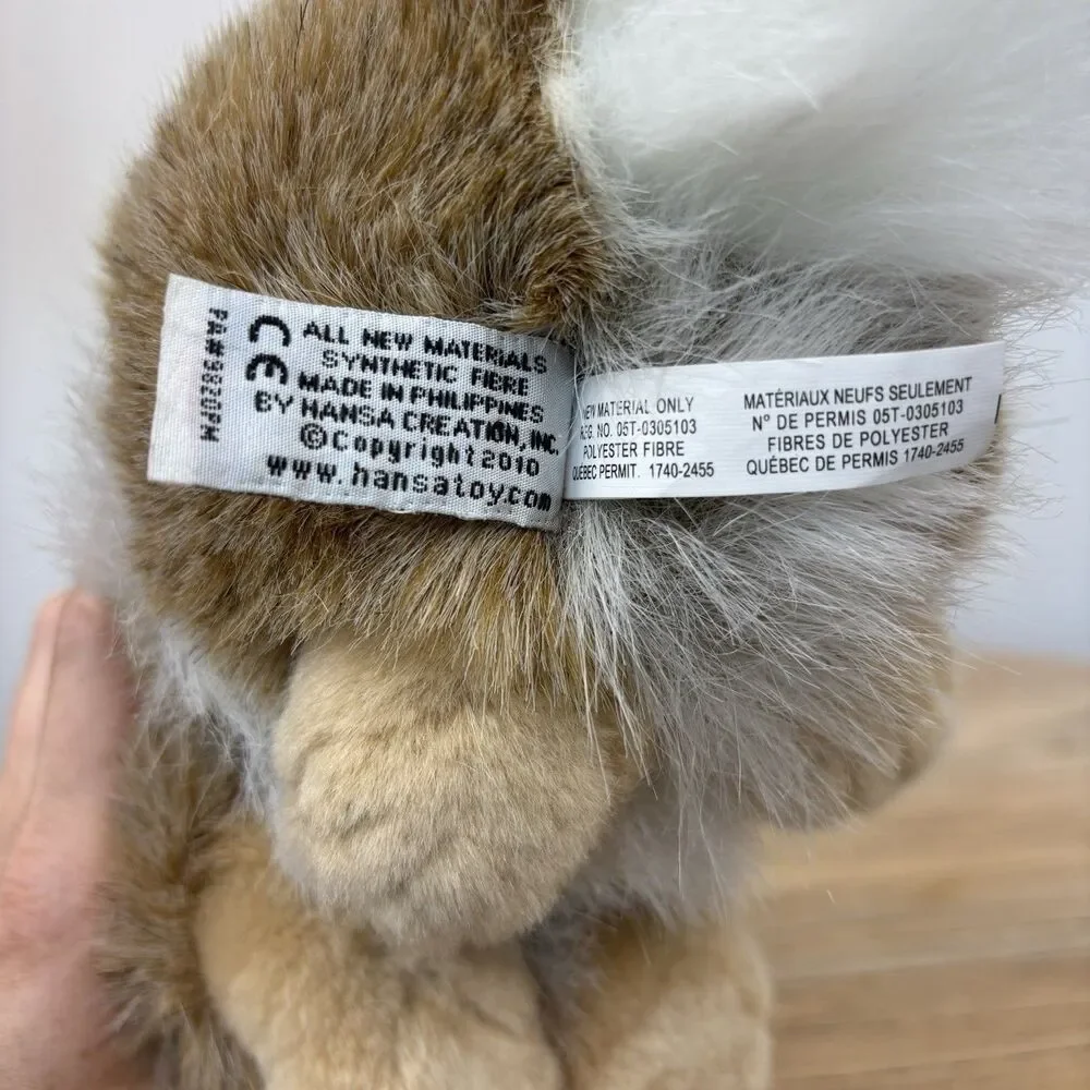 HANSA Rabbit Plush Handcrafted Realistic Bunny 9” Woodland Toy Soft Brown White